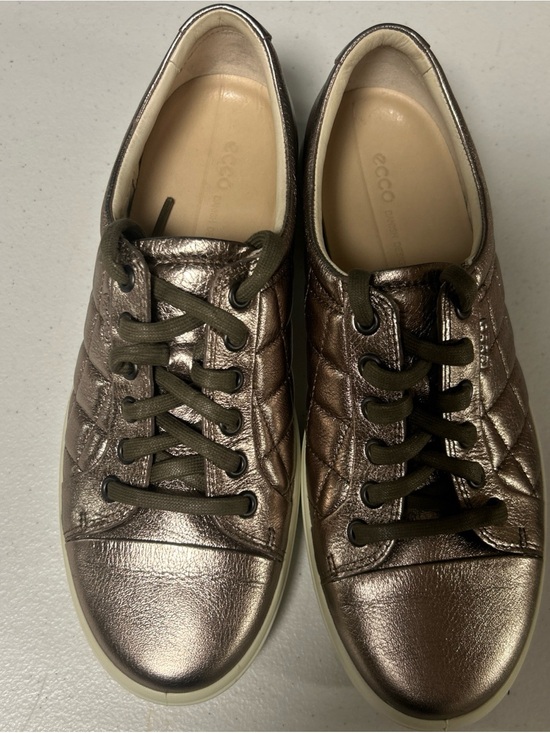 Ecco Shoes - Ecco Women's Metallic Bronze Quilted Leather Sneaker